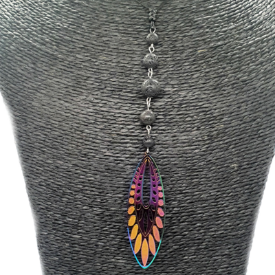 Collier losange multicolore - Pierre de Lave - 6,8 et 10 mm