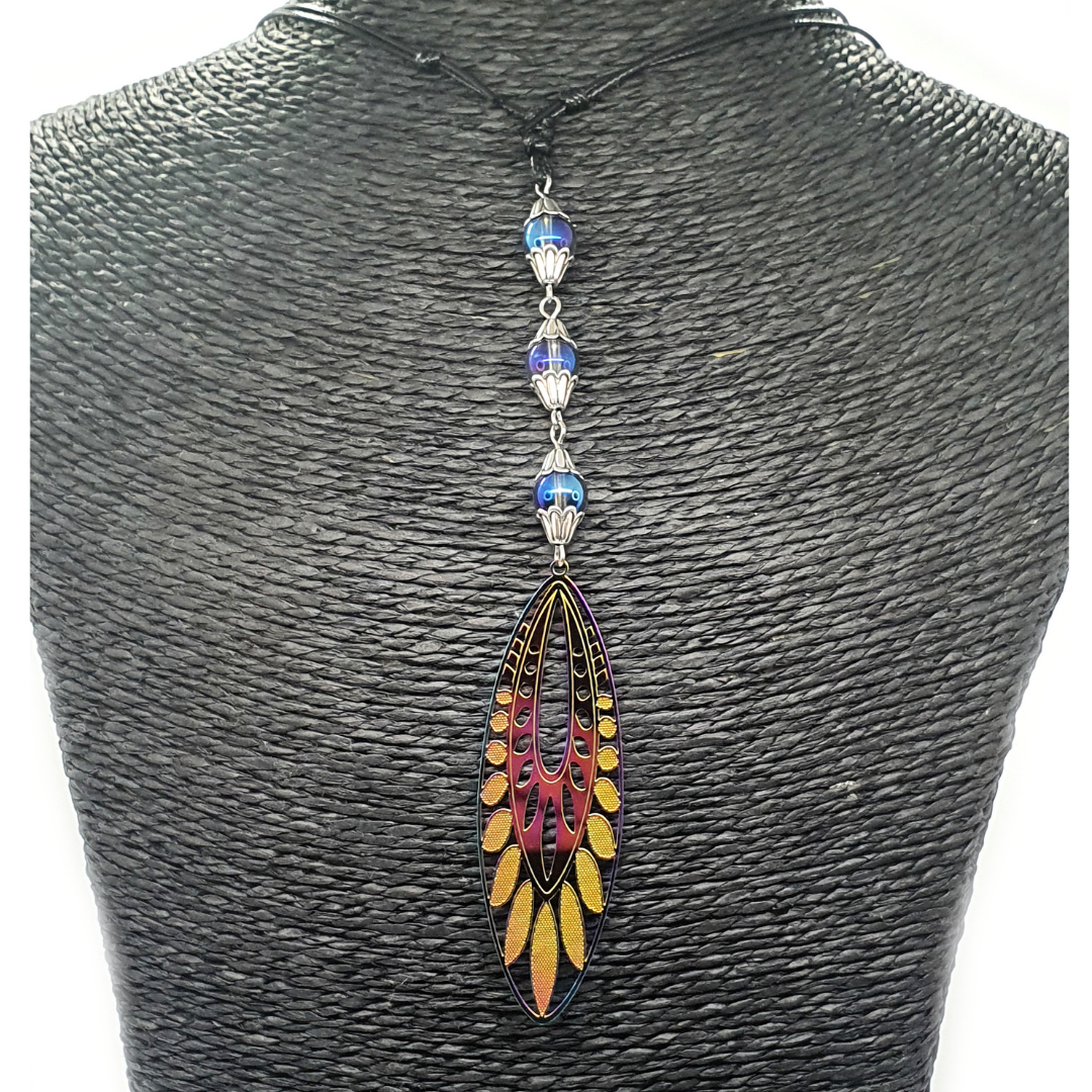 Collier losange multicolore - Aqua Aura - 8 mm