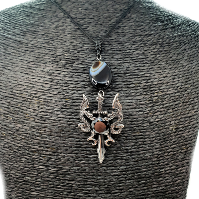 Collier Duo de dragon - Sardonyx - 15x20 mm