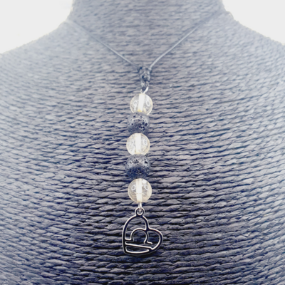 Collier Astro - Balance - Citrine &amp; Pierre de lave 8 mm