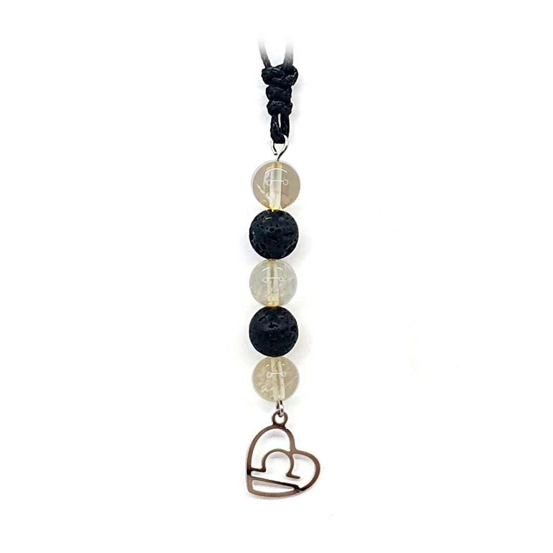 Collier Astro - Balance - Citrine &amp; Pierre de lave 8 mm