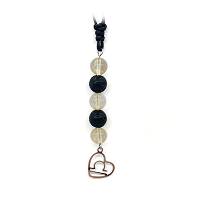 Collier Astro - Balance - Citrine &amp; Pierre de lave 8 mm