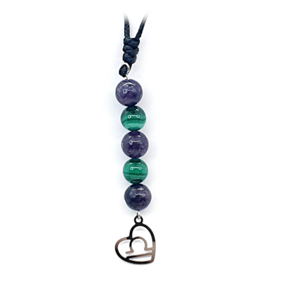 Collier Astro - Balance - Malachite &amp; Lépidolite 8 mm