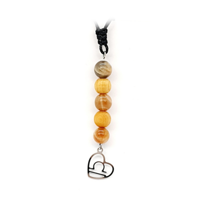 Collier Astro - Balance - Pierre de lune et mala de cèdre mat 8mm