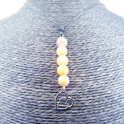 Collier Astro - Balance - Pierre de lune et mala de cèdre mat 8mm