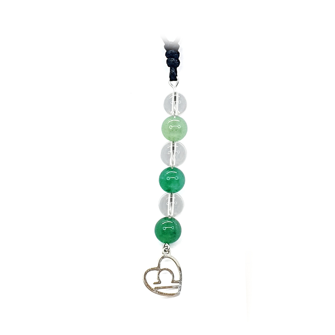 Collier Astro - Balance - aventurine verte &amp; Cristal de roche 8 mm