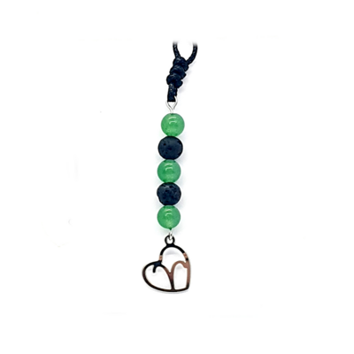 Collier Astro - Bélier - Aventurine verte &amp; Pierre de lave 6 mm