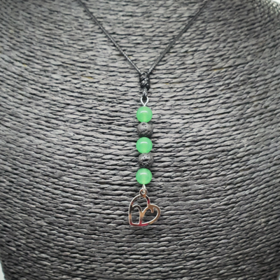 Collier Astro - Bélier - Aventurine verte &amp; Pierre de lave 6 mm