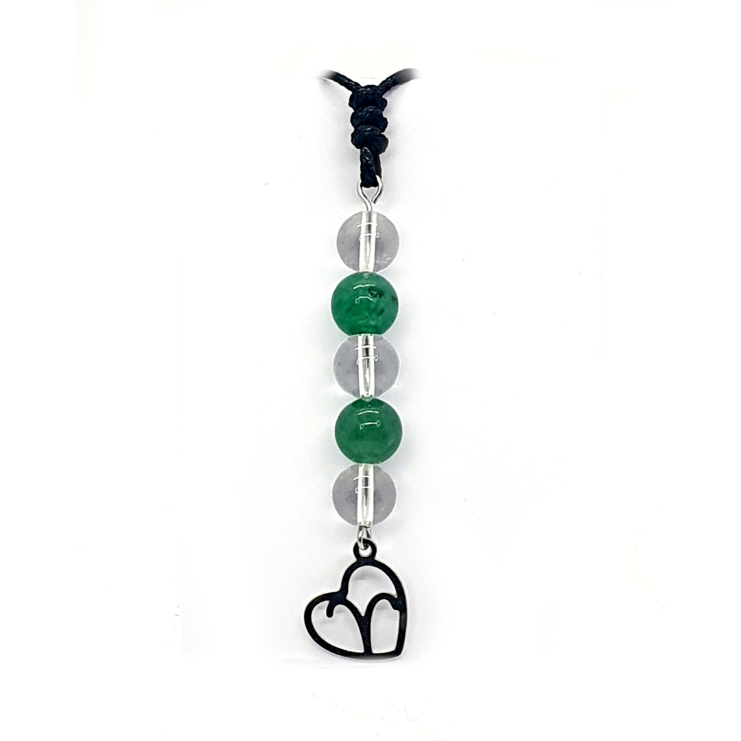 Collier Astro - Bélier - Aventurine verte &amp; Cristal de roche 8 mm