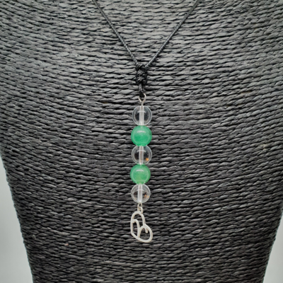 Collier Astro - Bélier - Aventurine verte &amp; Cristal de roche 8 mm