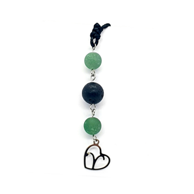 Collier Astro - Bélier - Aventurine verte &amp; Pierre de lave 8 mm