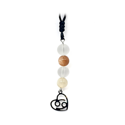 Collier Astro - Cancer - Pierre de lune &amp; Cristal de roche mat mm