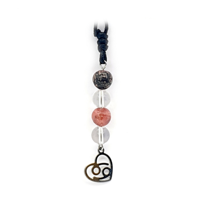 Collier Astro - Cancer - Rhodonite &amp; Cristal de roche 8 mm
