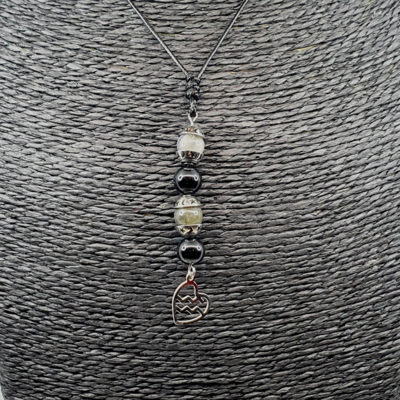 Collier Astro - Verseau - Tourmaline noire &amp; Labradorite 8 mm