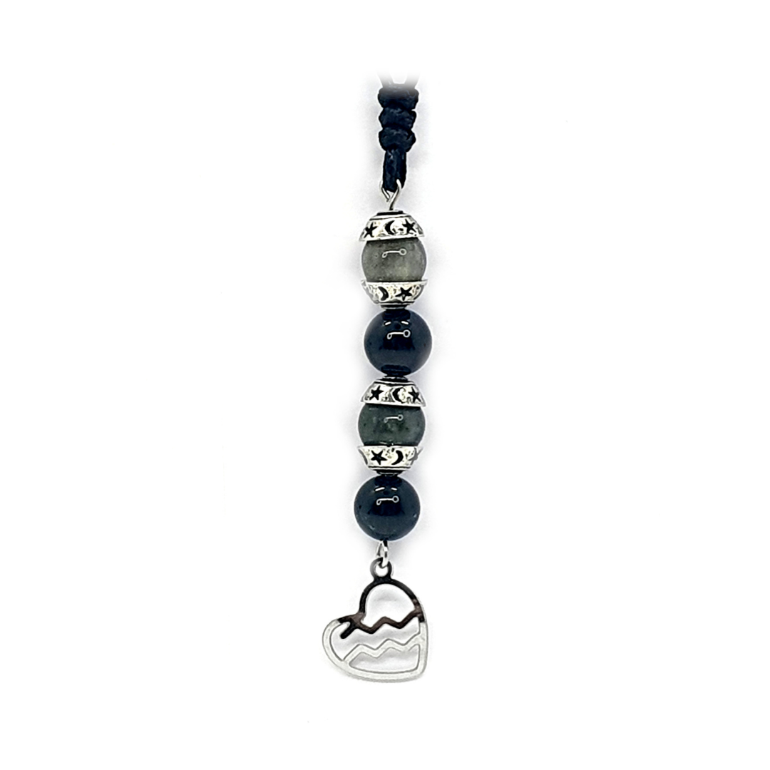 Collier Astro - Verseau - Tourmaline noire &amp; Labradorite 8 mm