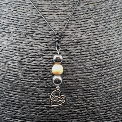 Collier Astro - Verseau - Hématite &amp; Mala de cèdre mat 8 mm