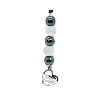Collier Astro - Verseau - Hématite &amp; Cristal de roche mat 8 mm
