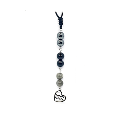 Collier Astro - Verseau - Hématite, Tourmaline &amp; Labradorite 8 mm