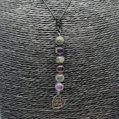 Collier Astro - Verseau - Labradorite &amp; Améthyste 8 mm