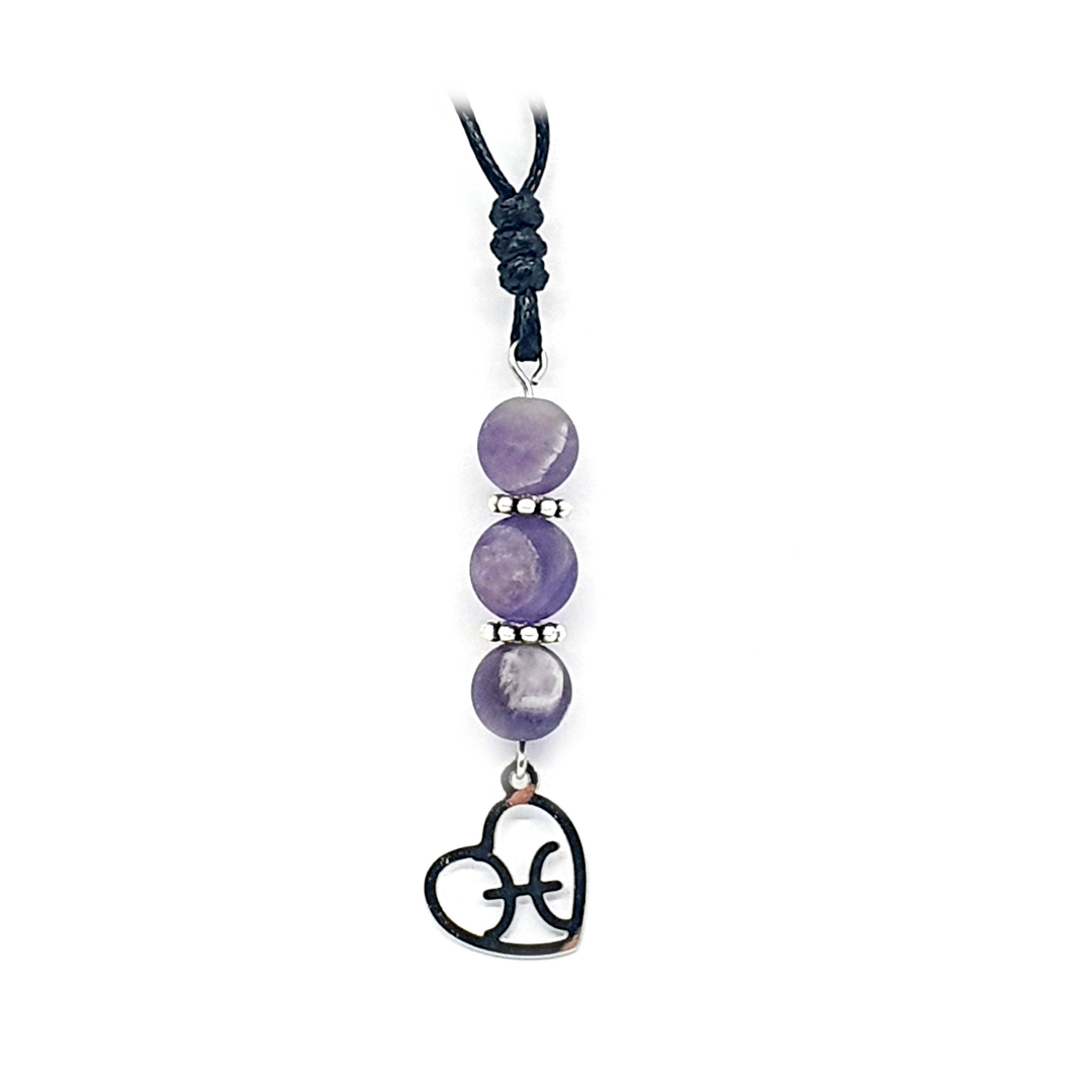 Collier Astro - Poisson - Améthyste mat 8 mm