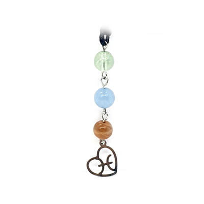 Collier Astro - Poisson - Fluorite, Angélite &amp; Pierre de lune 8 mm