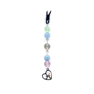 Collier Astro - Poisson - Fluorite &amp; Angélite  8 mm