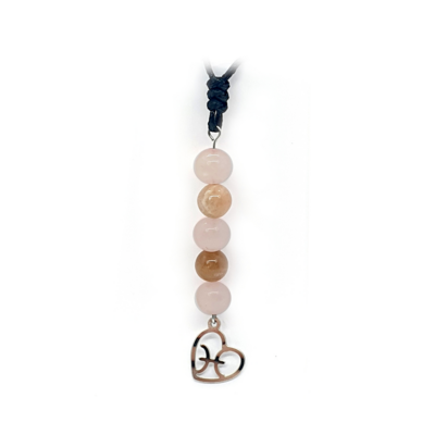 Collier Astro - Poisson - Quartz rose &amp; Pierre de Lune 8 mm
