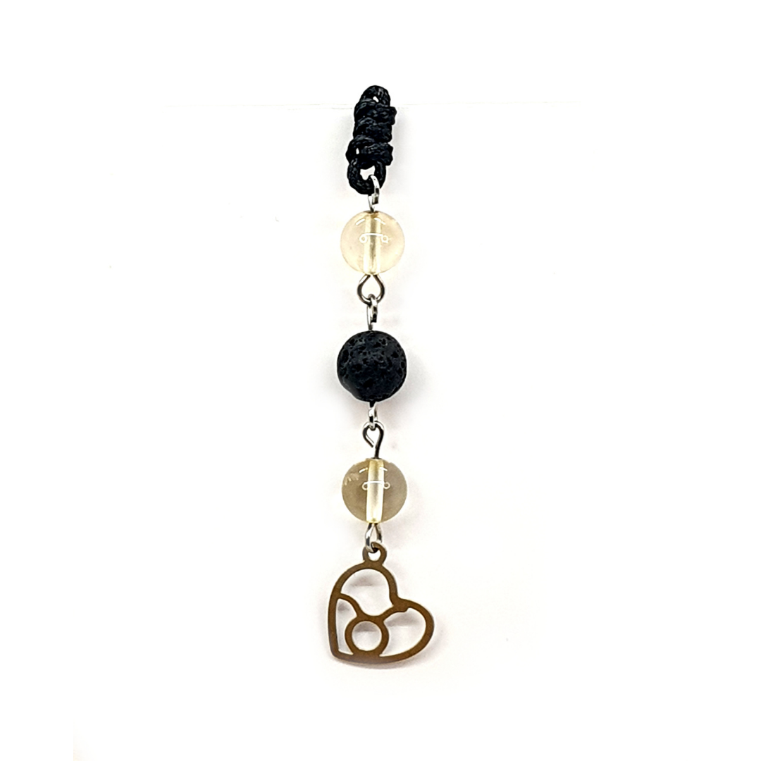 Collier Astro - Taureau - Citrine &amp; Pierre de Lave 8 mm