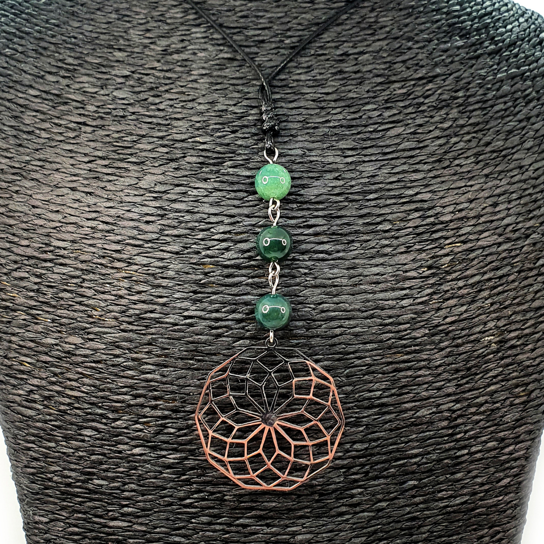 Collier mandala - agate mousse - 8 mm