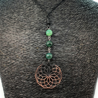 Collier mandala - agate mousse - 8 mm