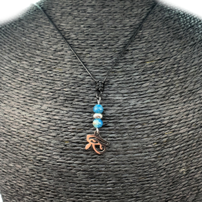 Collier oeil d&#39;Horus - Apatite - 6 mm