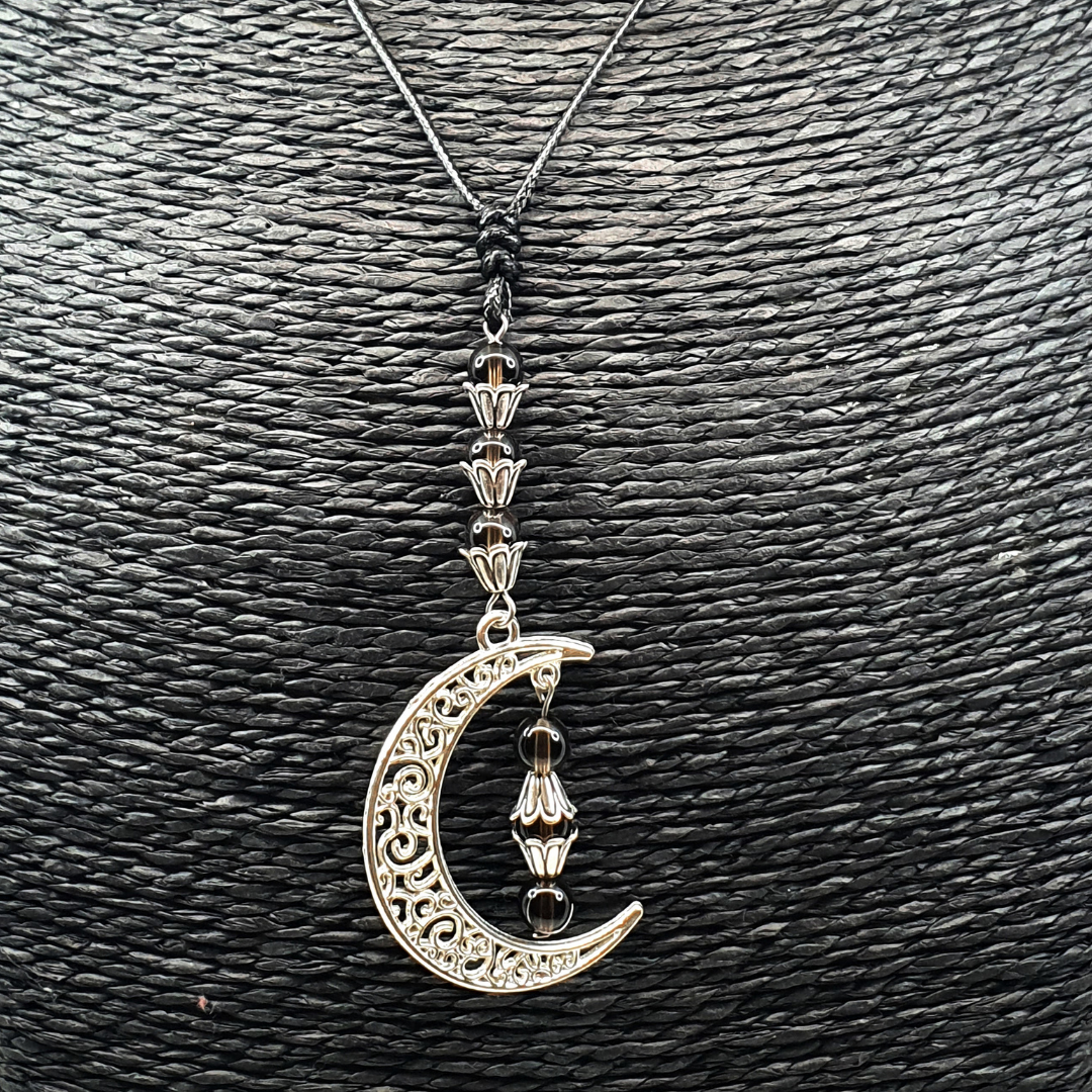 Collier Lune - Quartz fumé - 6 mm