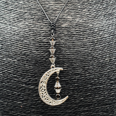 Collier Lune - Quartz fumé - 6 mm
