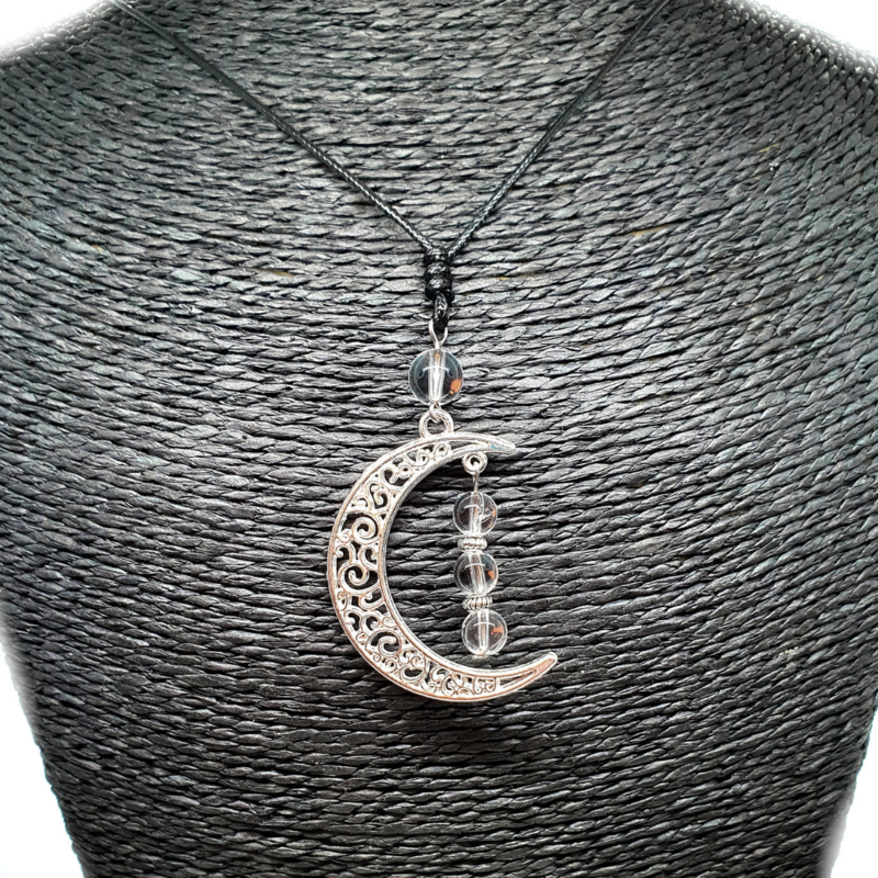 Collier Lune - cristal de roche - 6 et 8 mm