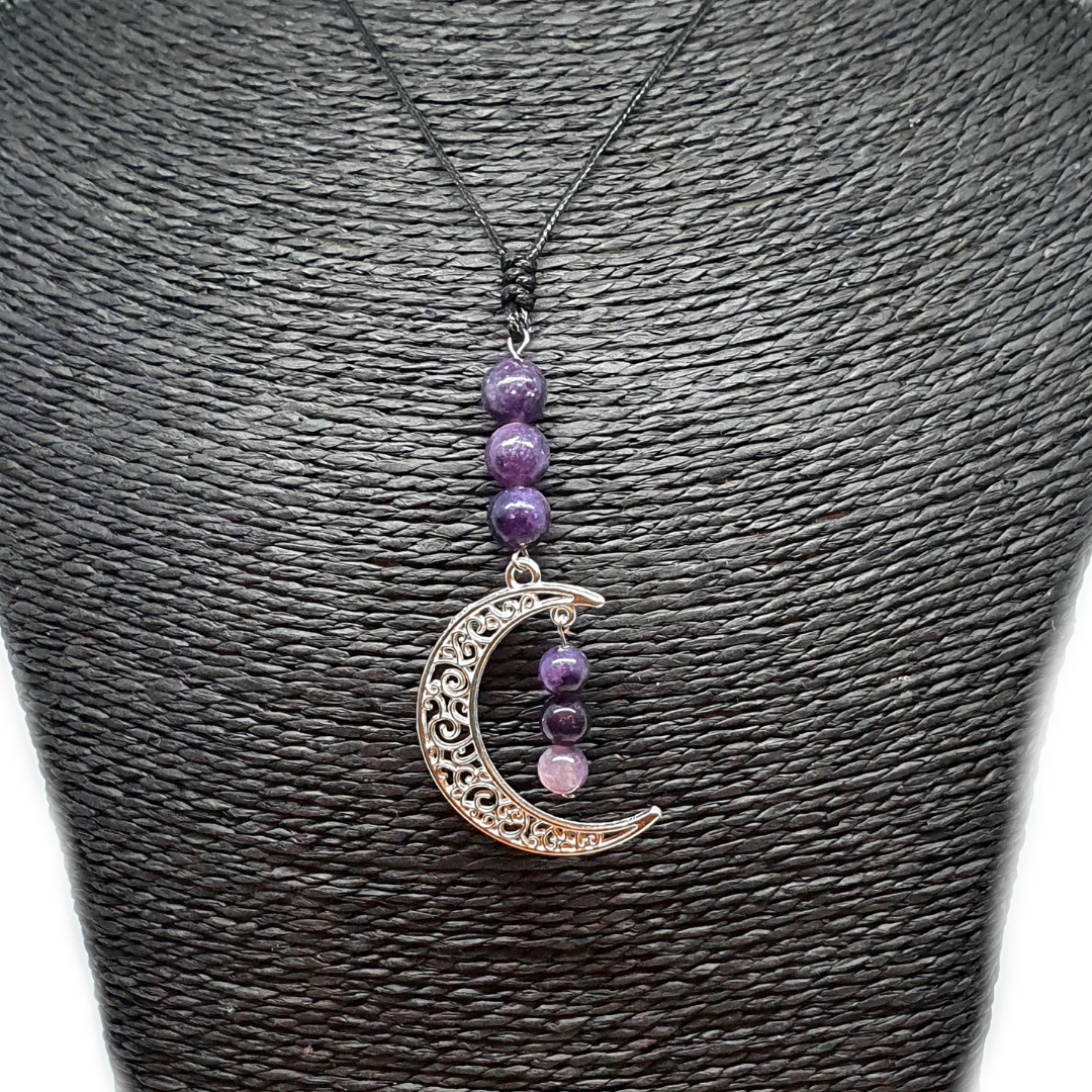 Collier Lune - Lépidolite - 6 et 8 mm
