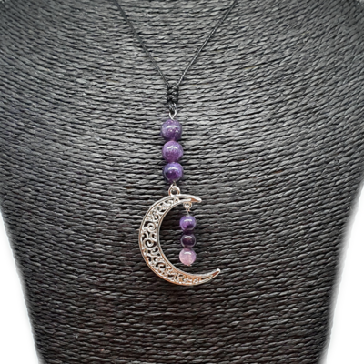 Collier Lune - Lépidolite - 6 et 8 mm