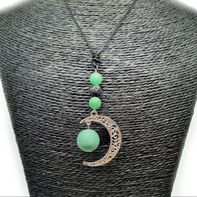 Collier lune - aventurine - 8 et 16 mat