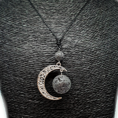 Collier Lune - Pierre de lave - 10 et 20 mm