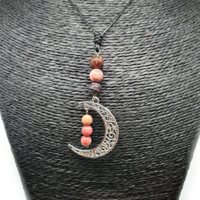Collier Lune - Rhodonite - 6 et 8 mm