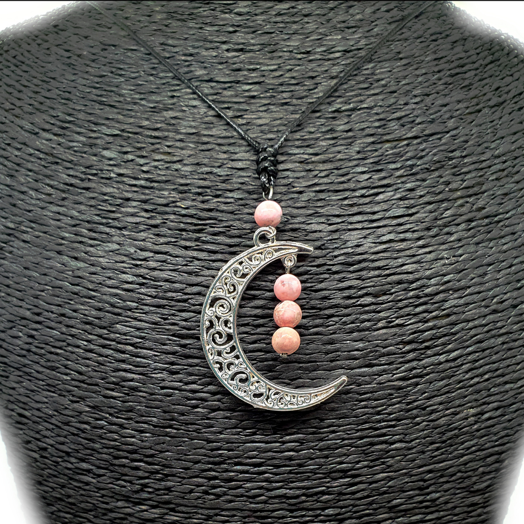 Collier Lune - Rhodonite - 8 mm