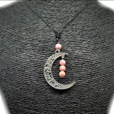 Collier Lune - Rhodonite - 8 mm
