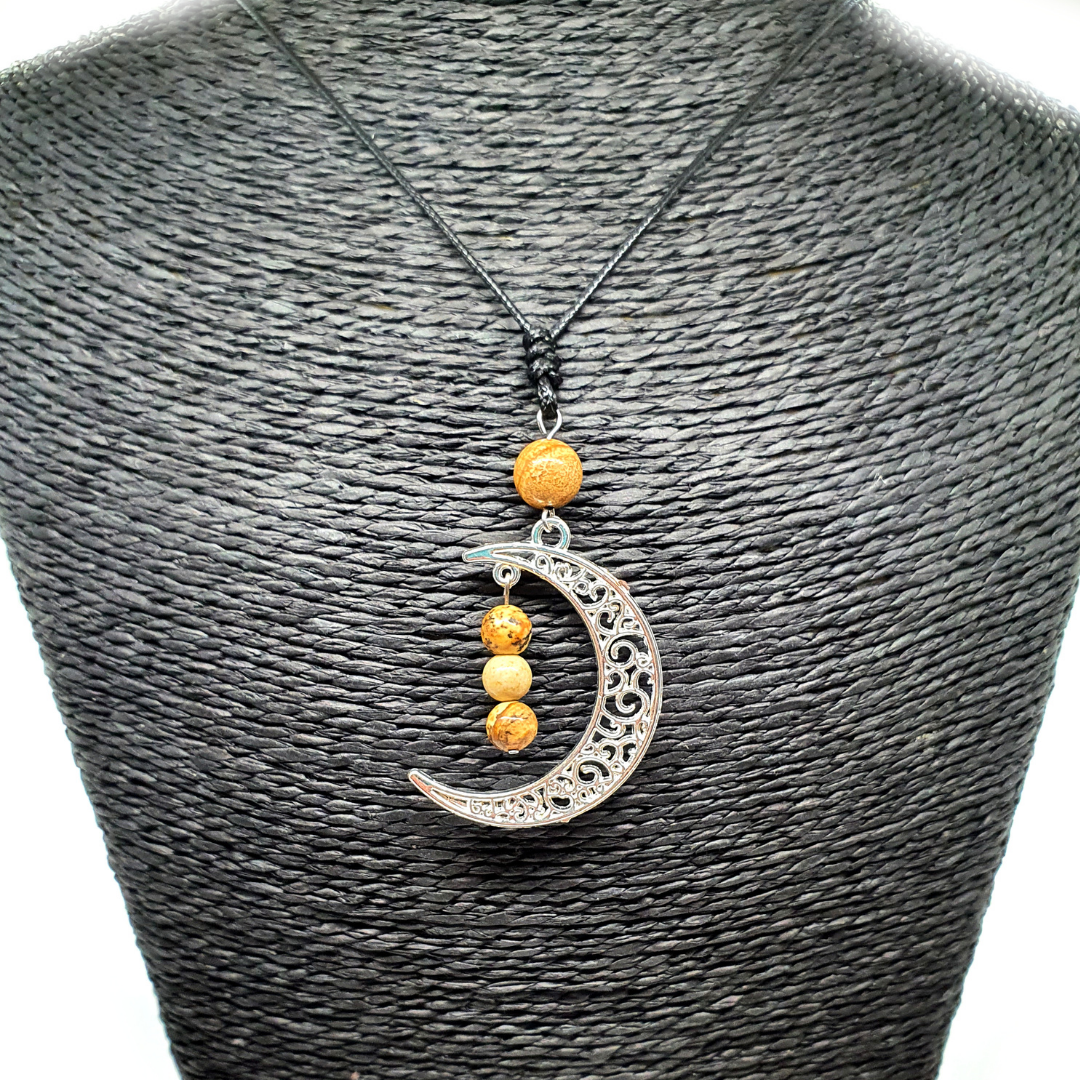 Collier Lune - Jaspe Paysage - 6 et 8 mm