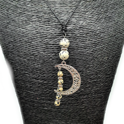 Collier Lune - Jaspe Dalmatien - 6 et 10,5 mm