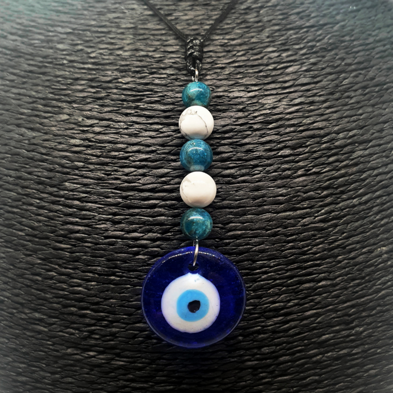 Collier oeil turc - Apatite et Howlite - 8 mm