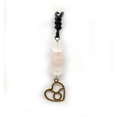 Collier Astro - Taureau - Sélénite 6 mm &amp; Quartz Rose 8 mm