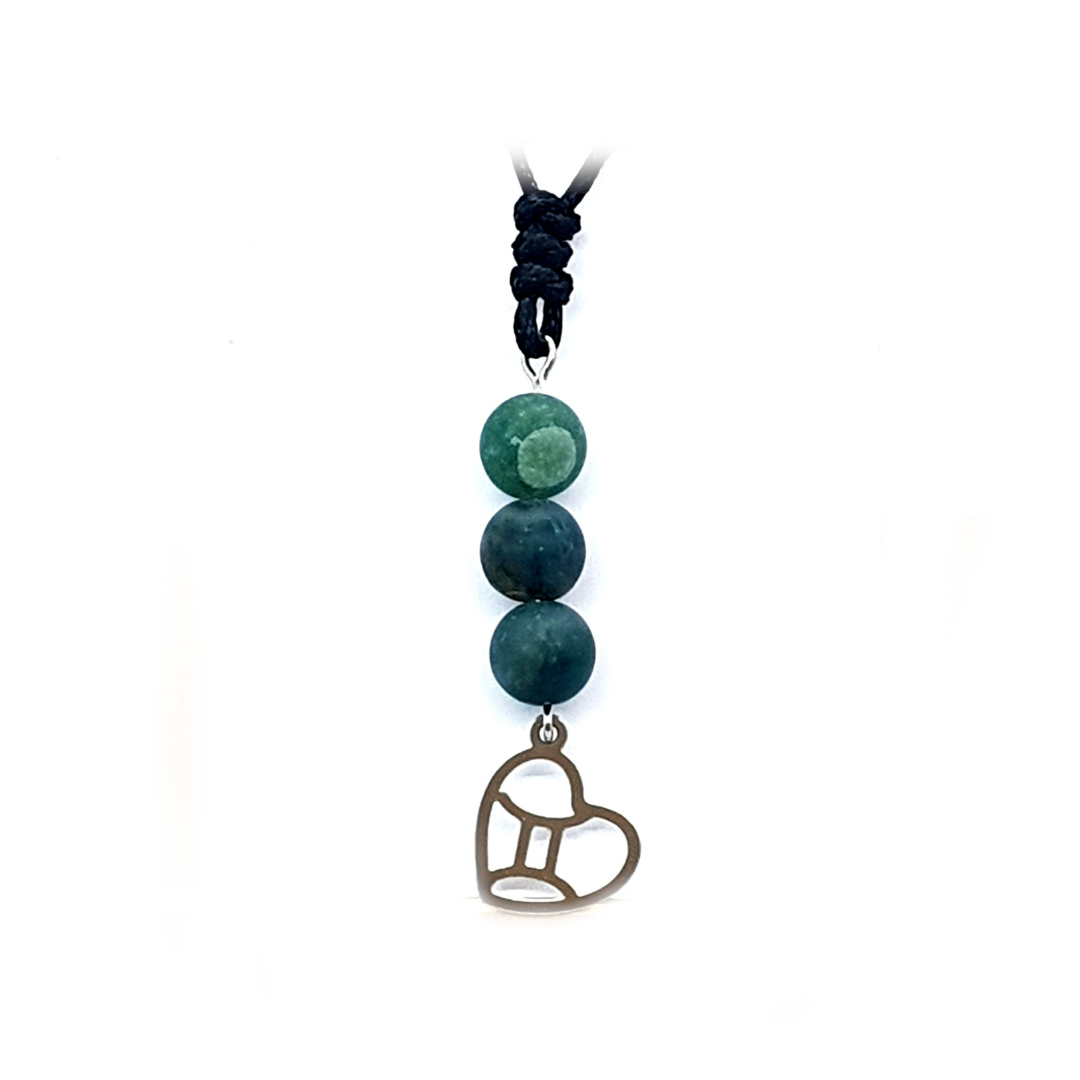 Collier Astro - Gémeau - Agate mousse mat 8 mm