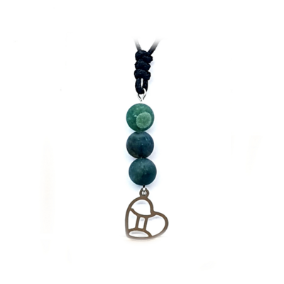 Collier Astro - Gémeau - Agate mousse mat 8 mm