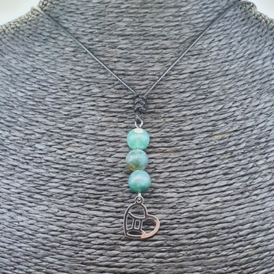 Collier Astro - Gémeau - Agate mousse mat 8 mm