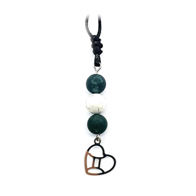 Collier Astro - Gémeau - Agate mousse mat &amp; Howlite 8 mm