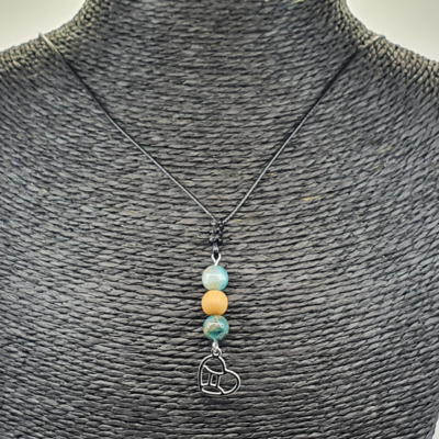 Collier Astro - Gémeau - Apatite mat &amp; Mala Cèdre mat 8 mm